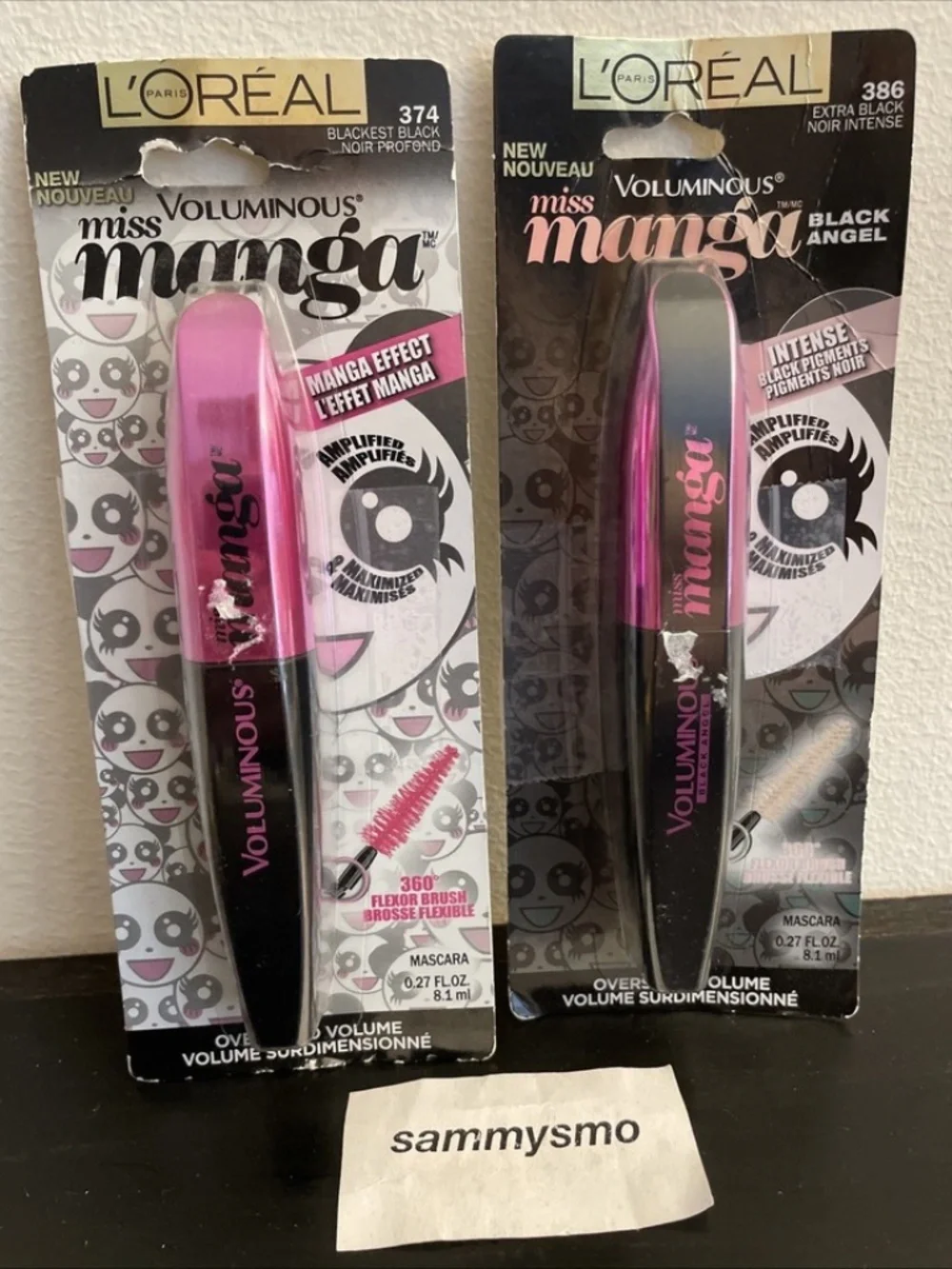 LOREAL VOLUMINOUS MISS MANGA Mascara 386 Black Extra black & 374 Blackest black